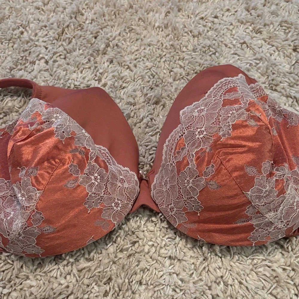 Cacique Satin Lace Bra in Rust and Cream